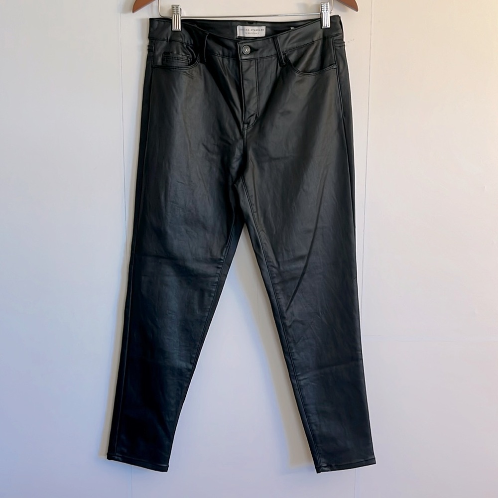 Social Standard by Sanctuary Faux Leather Ankle Skinny Jeans Size 10 Black